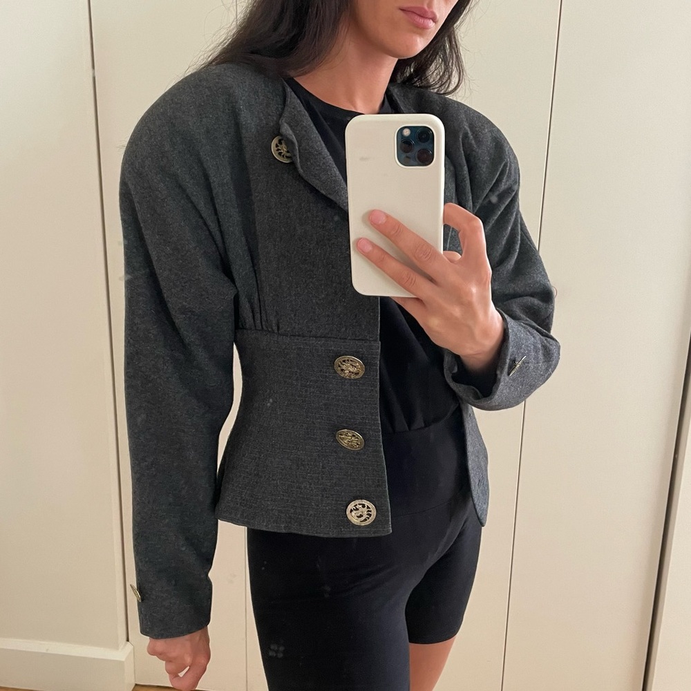 Vintage cropped blazer oversized shoulder